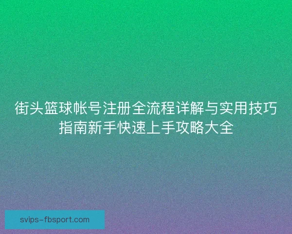 街头篮球帐号注册全流程详解与实用技巧指南新手快速上手攻略大全