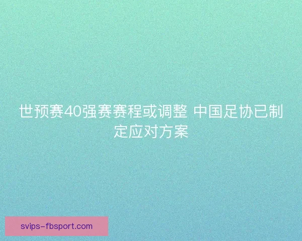 世预赛40强赛赛程或调整 中国足协已制定应对方案 世预赛40强赛赛程或调整 中国足协已制定应对方案